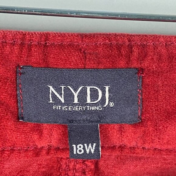 NYDJ Ami Twist Seam Ankle Slit Velvet Pants Size 18W Red - Picture 4 of 12